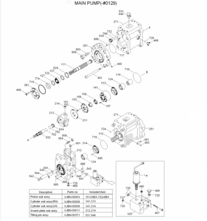 Pum R305 Excavator K5V140DTP 31N8-10011 hydraulic pump R305-7 pilot/main/oil pump