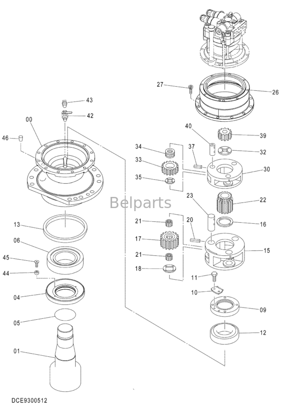 Excavator Machine Swing Gearbox ZX470LC-5G  9300512 Swing Reduction Assy For Hitachi