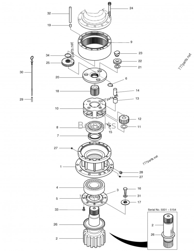Earth Moving Machinery Excavator DX480 DX520 Swing Gearbox Reduction 130426-00005A Swing Gearbox