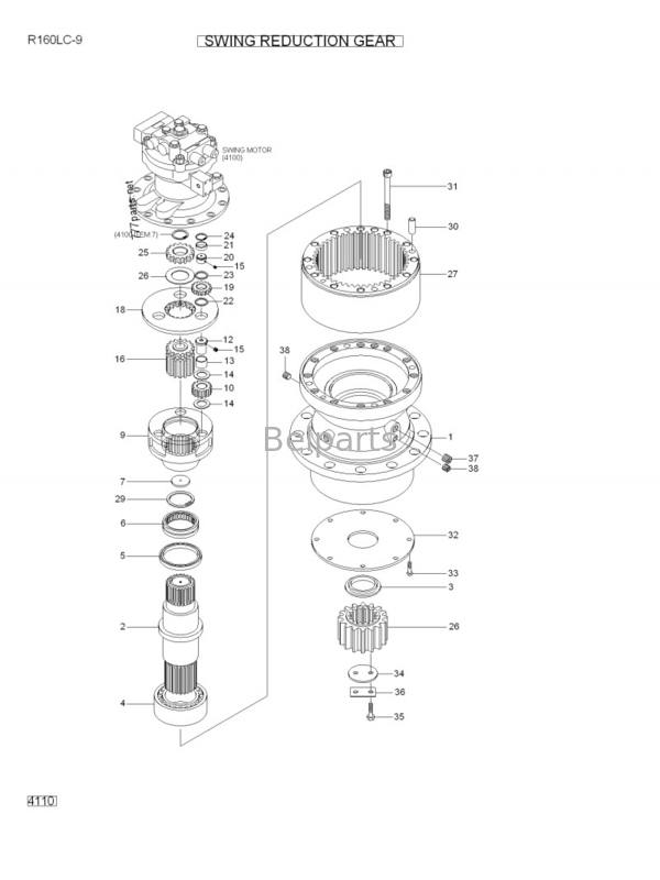 Small Excavator R160LC-9 R210LC-9 Swing Reduction Assy 31Q6-10140 Swing Gearbox For Hyundai