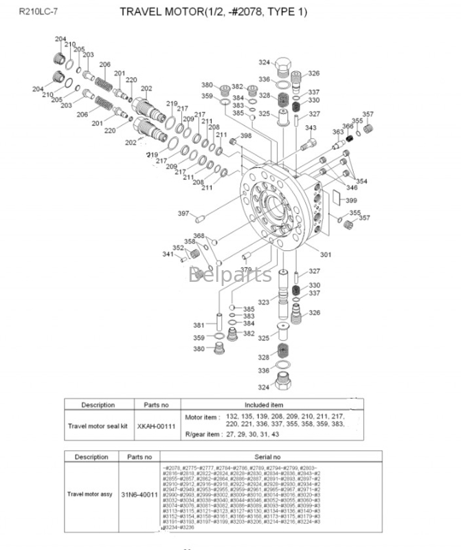 Belparts Excavator Final Drive To Hyundai 210 Lc7 R210 Lc-7 R210lc-7 Travel Motor Bearing 31N6-40010