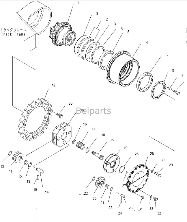 Belparts Excavator Travel Motor Assy For Komatsu PC450-8 Final Drive Assy 208-27-00243 208-27-00243 208-27-00312