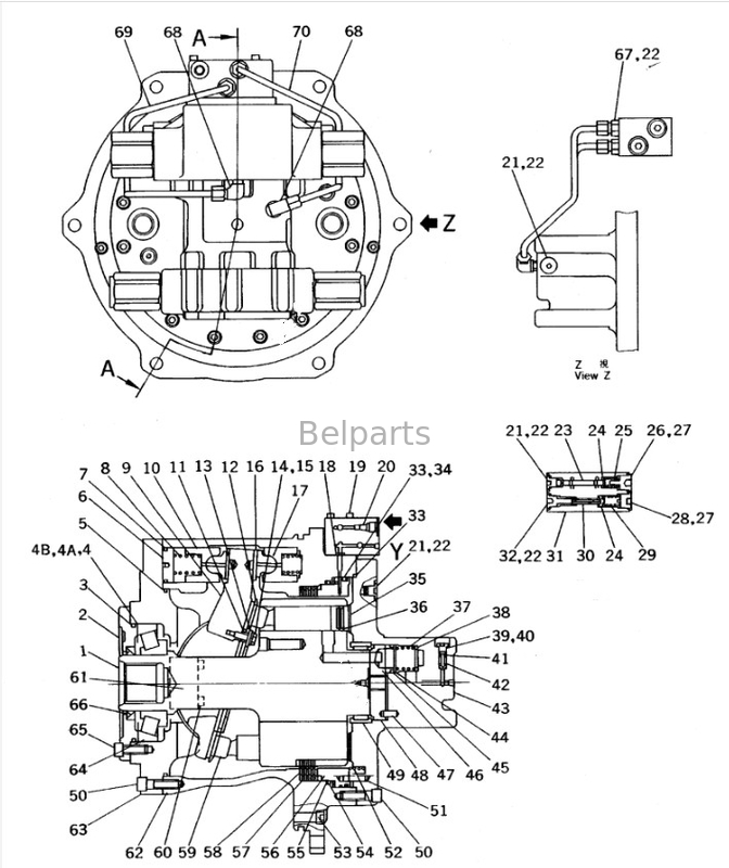 Excavator Travel Motor Assy For Komatsu PC650-7 Final Drive Assy 209-60-63502 209-60-63501