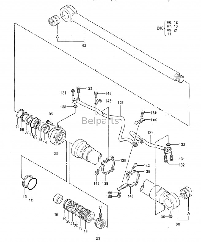 EX300-3 EX300LC-3 EX310H-3C EX300-2 EX300LC-2 Belparts Excavator Hydraulic Boom Arm Bucket Cylinder Assy For Hitachi