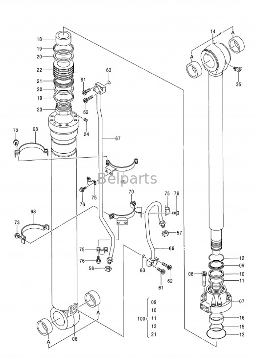 Excavator Hydraulic EX350H-5 EX370-5 EX350LCH-5 Boom Arm Bucket Cylinder Assy For Hitachi 9164874 9164872