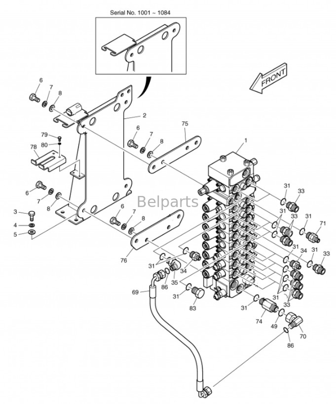 Excavator DX75 DH75 Main Control Valve For Doosan Daewoo 420-00357A 420-00357B