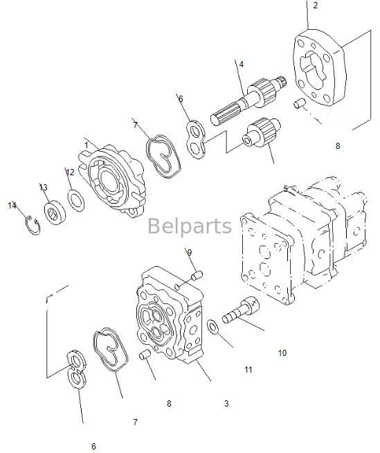 PC50MR-2 9086 Belparts Excavator Main Pump For Komatsu Hydraulic Pump 708-3S-00461 705-41-08090
