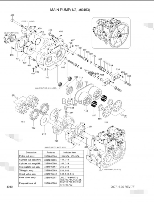 Belparts excavator main pump R450LC-7 R500LC-7 hydraulic pump 31NB-10010 31NB-10020 31NB-10022 for hyundai
