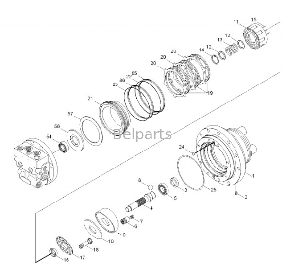 R55-7 R55-7A Final Drive Assy Belparts Excavator Travel Motor Assy 31M8-40010 31M8-40020 For Hyundai