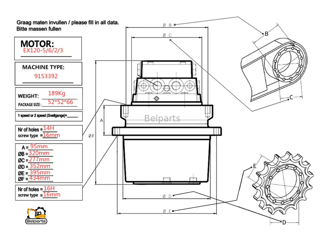 Excavator Spare Parts EX120-5 EX120-6 EX120-2 EX120-3 Final Drive For 9150030 Hitachi