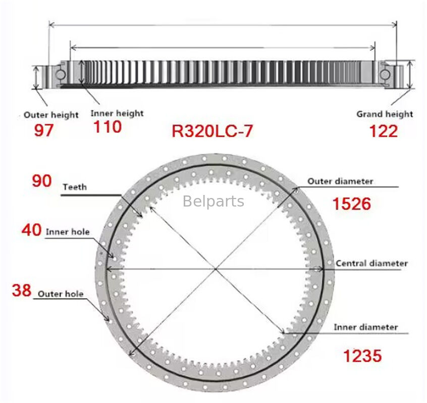 R320-7 Slewing Bearing for Hyundai Excavator Spare Parts 81N9-01020 81N9-01021 81N9-01022 Swing Circle Slew Ring