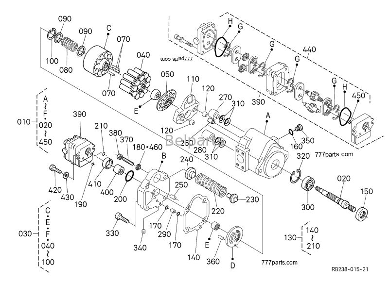 Hydraulic Pump Kubota U17-3 KX41-3 KX018-4 Mini Excavator Parts PVD-00B-15P-5G3-4982A Main Piston Pump RB238-61112	RB238-61110 RG138-61110 RG138-61114 RG138-61113