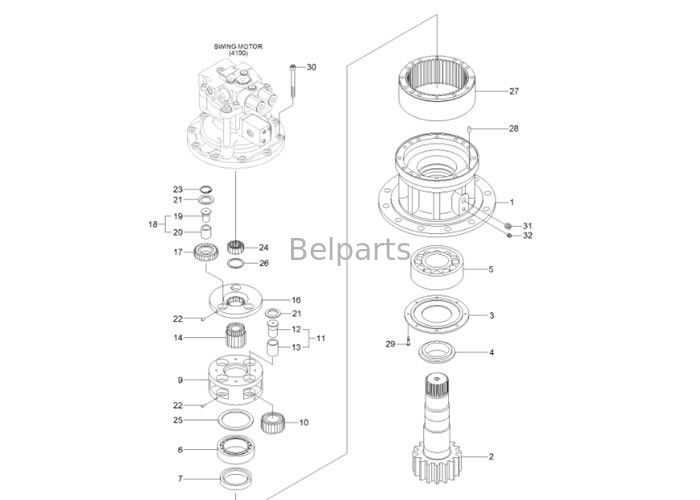 Excavator hydraulic swing motor R140-9 excavator swing 31Q4-11141 gearbox