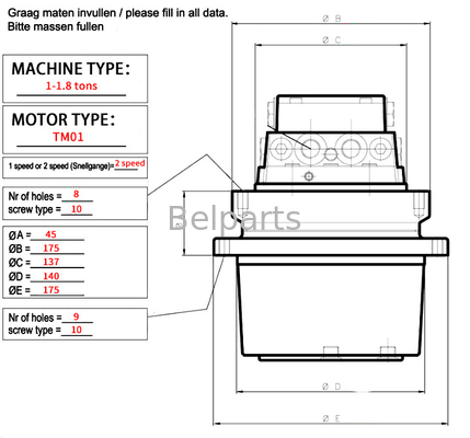 Excavator Parts TM01 PC14 PC15 U15-3 For Komatsu Final Drive